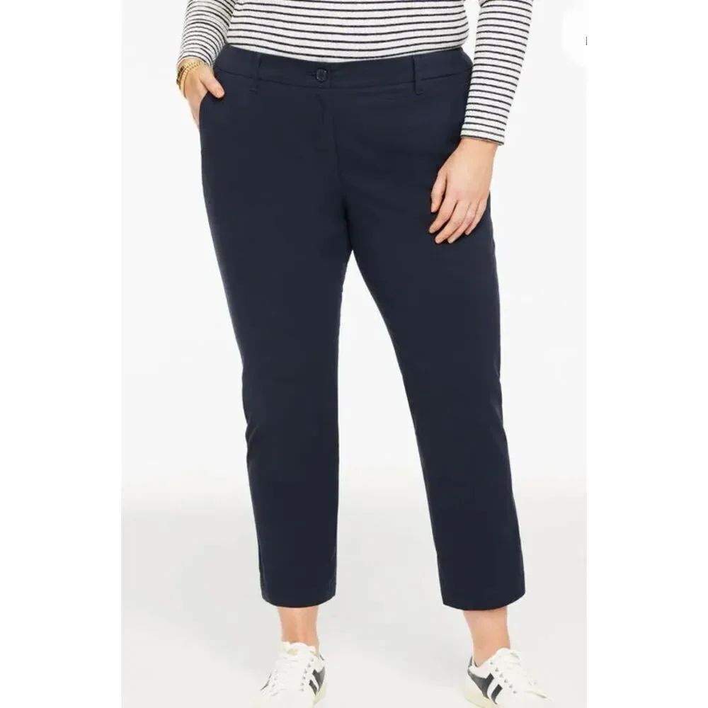 Talbots NWT simply flattering stretch twill crop pant navy size 24